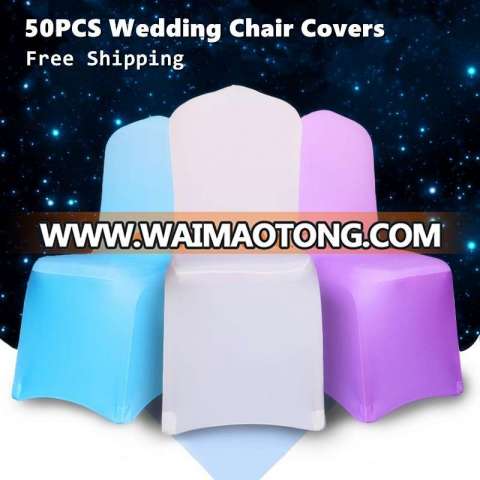 50PCS Universal White Stretch Polyester Spandex Lycra Chair Covers Weddings Decoration Party for Chairs Wedding